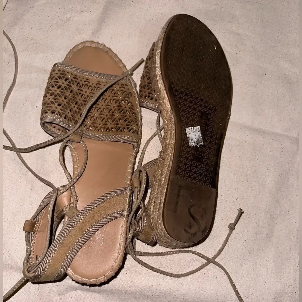 🌿 Franco Sarto “Libby” Espadrille Wedge Sandals - Taupe | Size 8.5